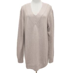 One Grey Day Superfine Merino Wool Blend V-Neck Sweater Size Medium